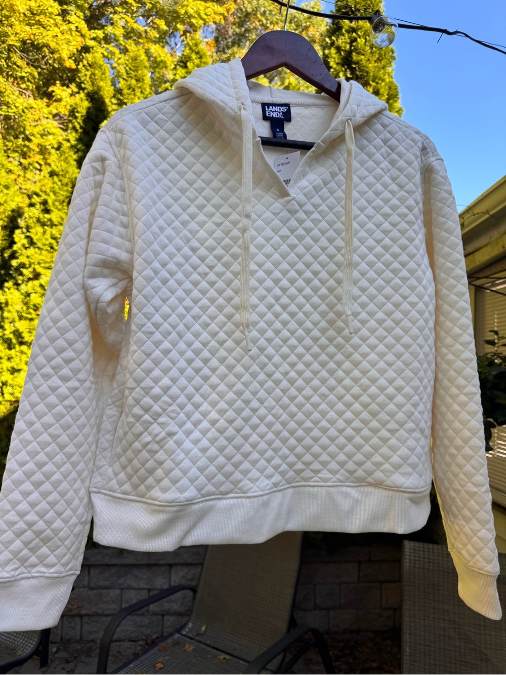 Lands' End Jacquard Quilted Hoodie and Shorts Set